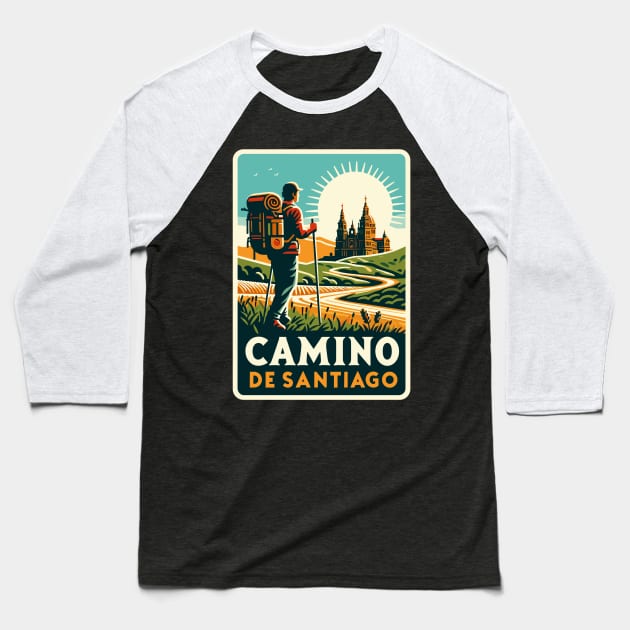 Buen Camino! El Camino de Santiago de Compostela - The Way of Saint James - Peregrino Pilgrim - Camino Frances Ingles Primitivo, Shirt, Hoodie, Mug, Tote, Sticker, Souvenir, etc Baseball T-Shirt by cloudhiker